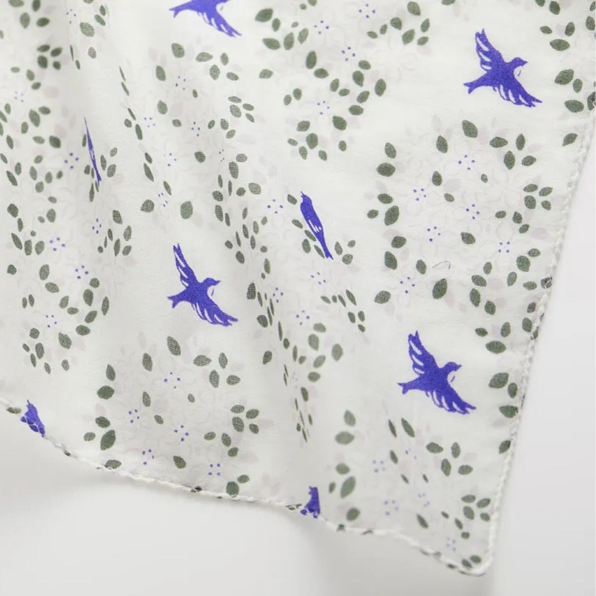 BLOCK PRINT ハンカチ blue bird
